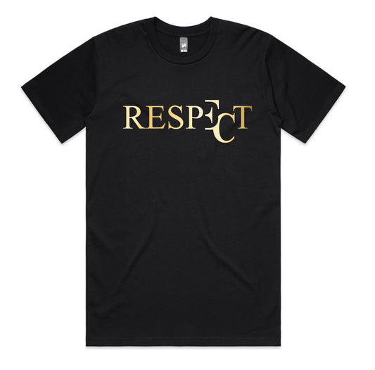 EC RESPECT BLACK AND METALLIC GOLD T-SHIRT