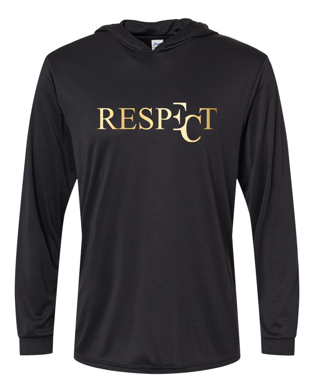 EC RESEPCT BLACK AND METALLIC GOLD LONG SLEEVE DRIFIT HOODIE