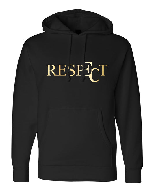 EC RESPECT BLACK AND METALLIC GOLD HOODIE