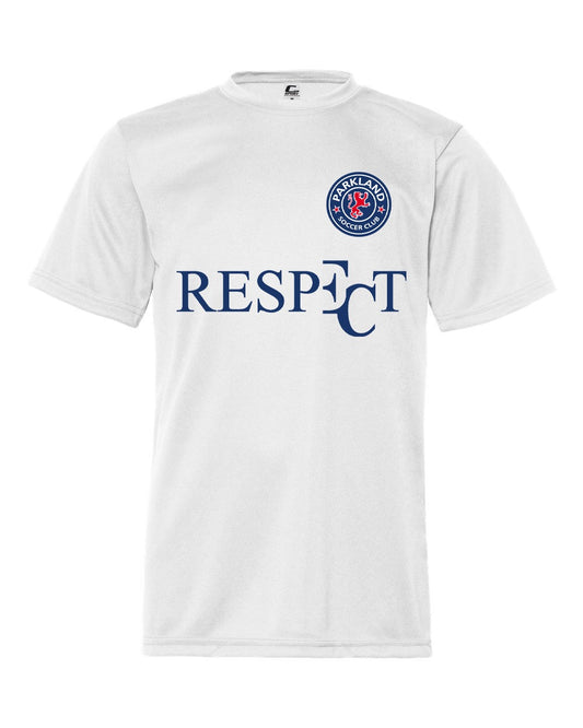 EC RESPECT PARKLAND YOUTH WHITE AND NAVY DRI FIT SHIRT