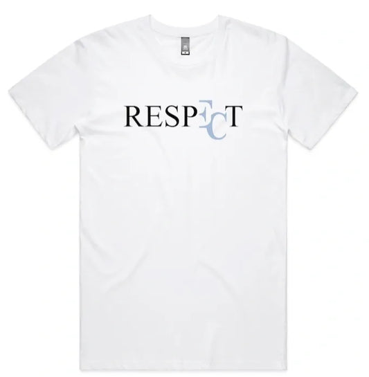 EC RESPECT WHITE AND BLACK AND ICE BLUE T-SHIRT