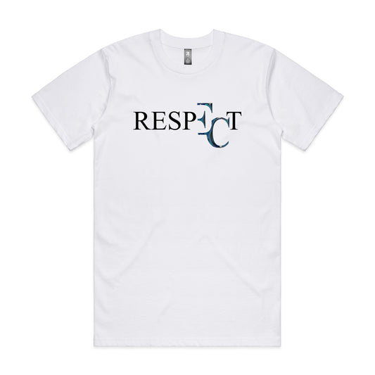 EC RESPECT WHITE AND BLACK AND AQUA T-SHIRT